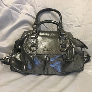 Coach Metallic Silver Bag Good Condition!